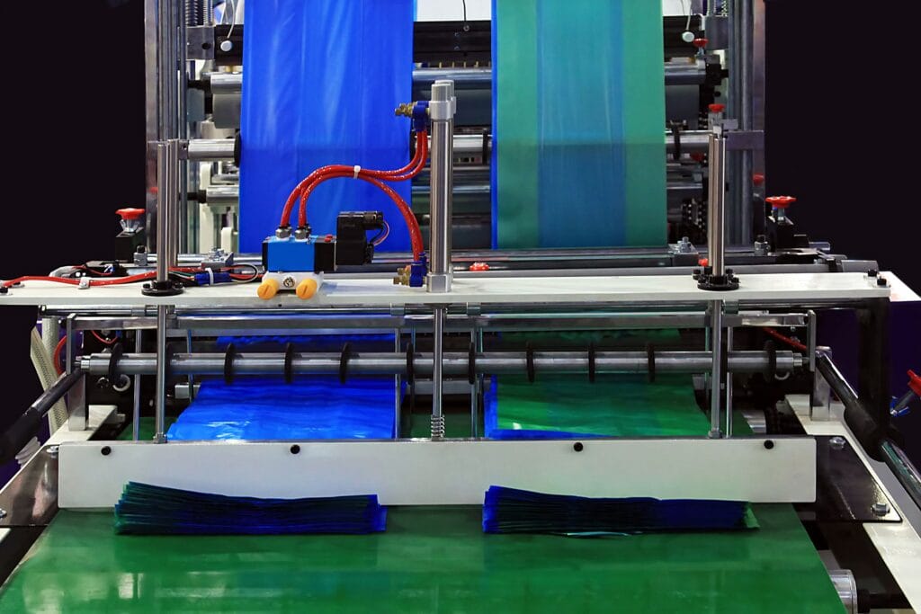Fabricación de bolsas recicladas en España.