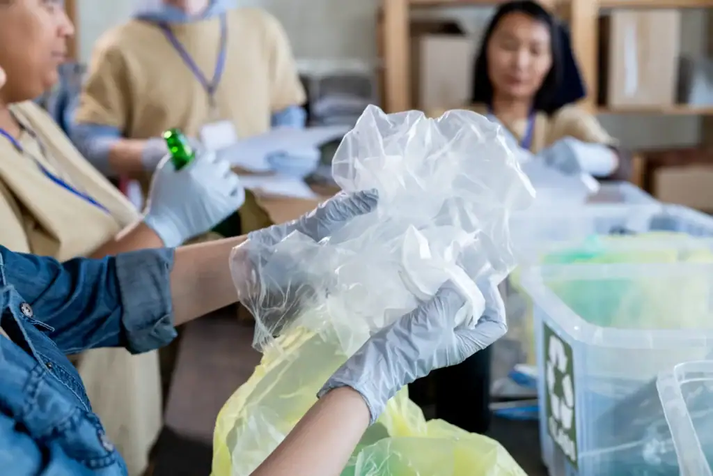 Prueba de calidad de bolsas de plástico reciclado